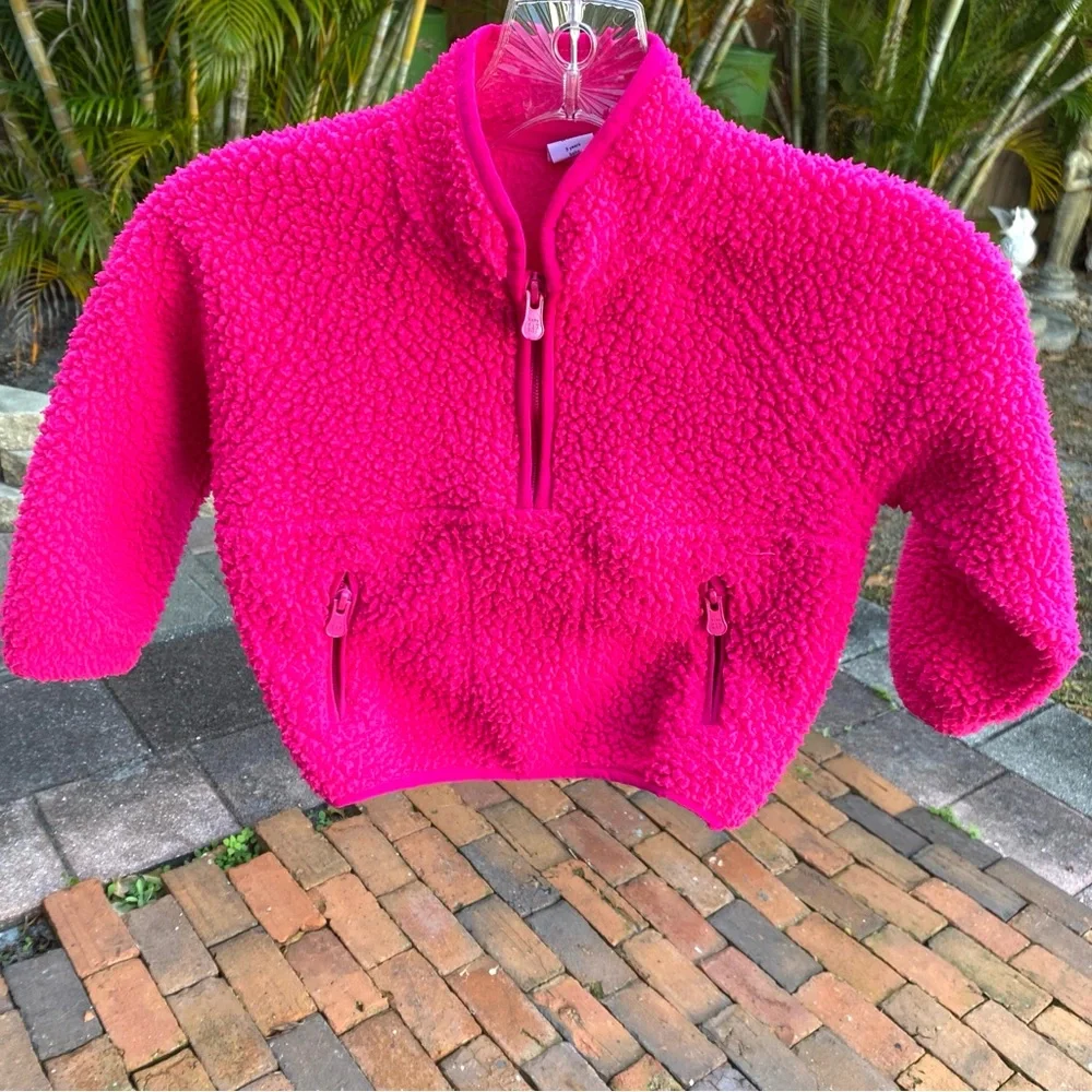 Baby Gap Pink Sherpa Pullover Jacket Size 3T Half Zip Fuchsia